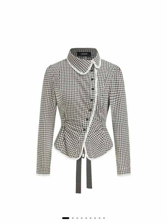 Cider Jackets & Blazers - Cider Black & White Gingham Tailored Blazer